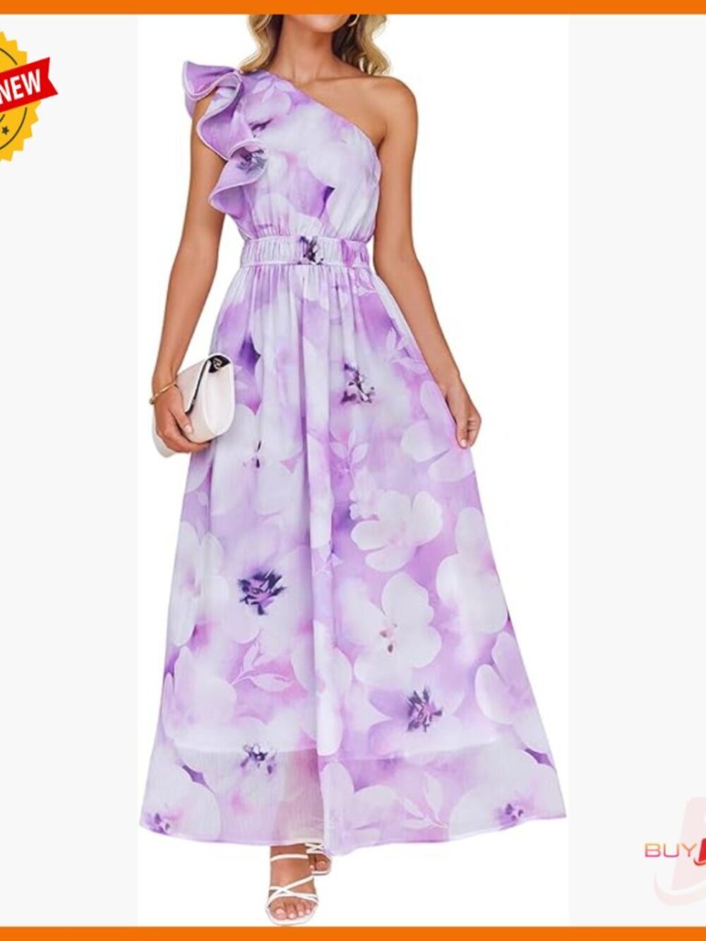 Sleeveless Maxi Dress One Shoulder Ruffle High Waist Boho Floral Summer